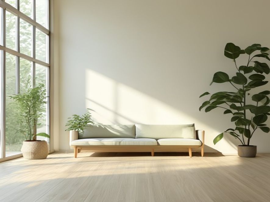 A person sitting cross-legged in a quiet, minimalist room with soft natural light, no faces
